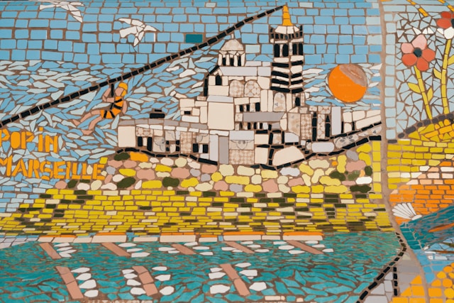 Mosaikk kunst av en kunstby